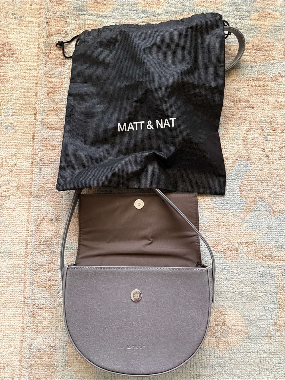 Matt & Nat Rith Saddle Vegan Leather Cross Body Purse Shadow Gray - Picture 5 of 5